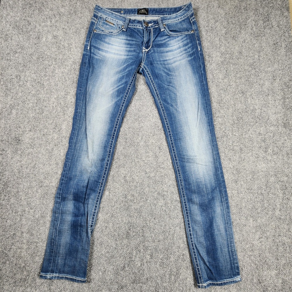 Rock Revival for Express Skinny Jeans Womens 6R Blue Denim ContrastStitchLowRise